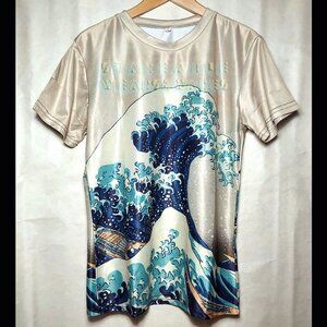 THE GREAT WAVE T-SHIRT Men's Small Womens Large polyester all-over-print digital